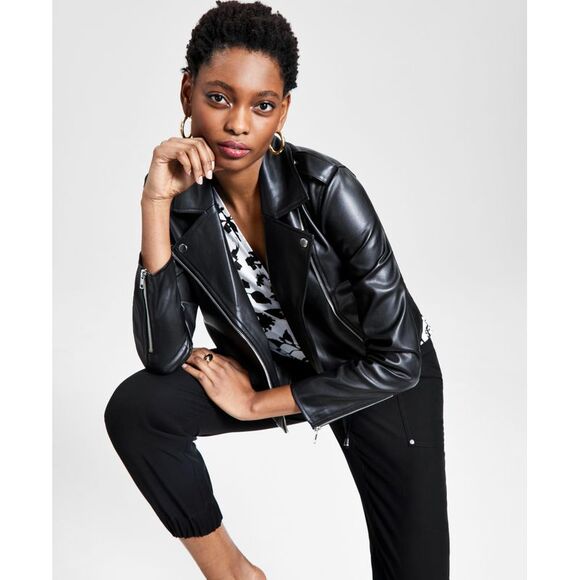 Petite Faux-Leather Moto Jacket - Picture 1 of 3